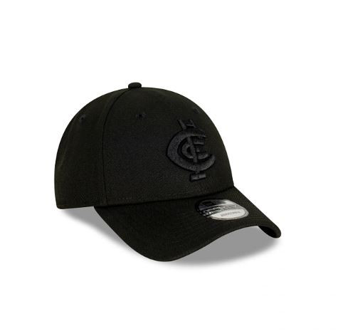 Back view of the Carlton New Era Black 9Forty Snapback cap showing snapback.