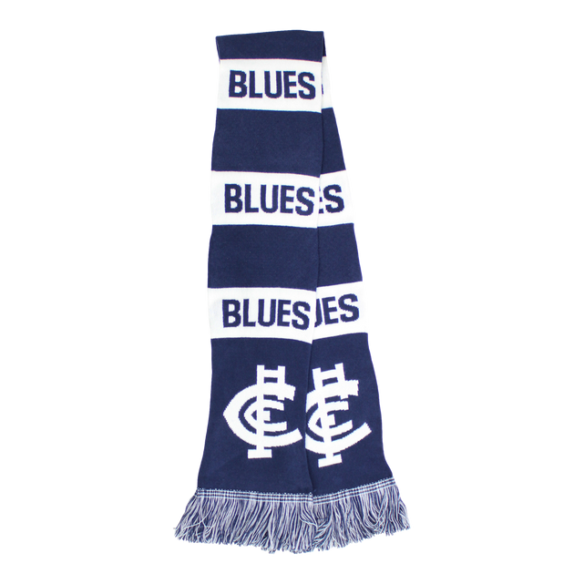 Carlton Knitted Bar Scarf by Sekem, shown flat.