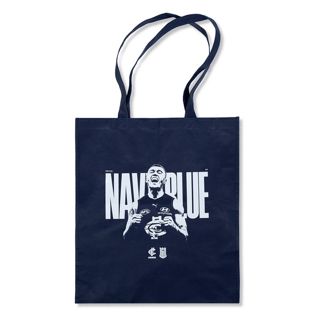 Front view of the 'United by Navy Blue' AFL Member Tote Bag.