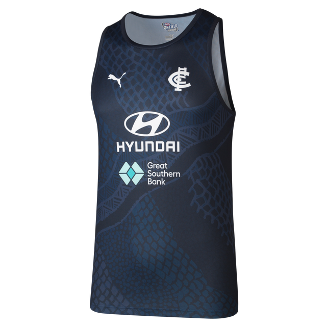 Front view of the 2024 Carlton PUMA Mens Training Singlet.
