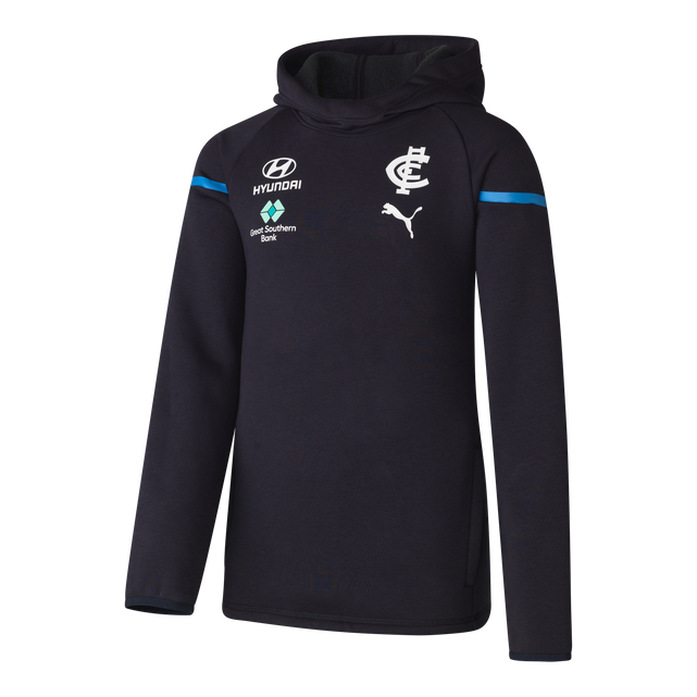 Front view of the 2024 Carlton PUMA Youth Team Hoodie.