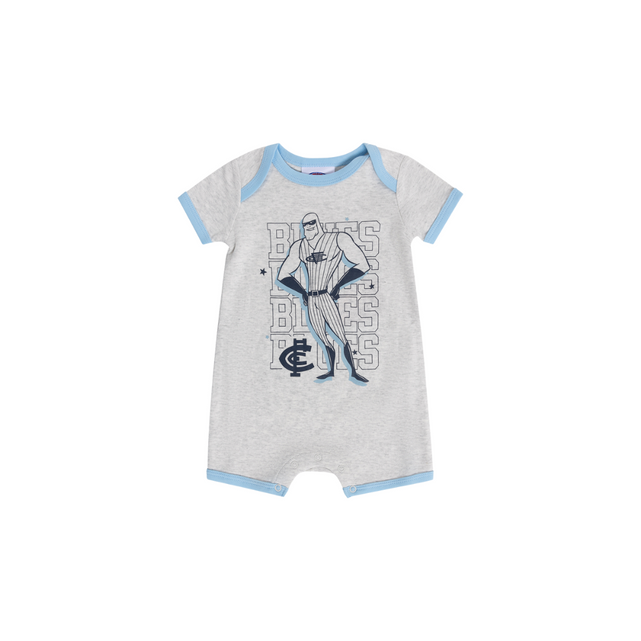 Flat lay of the S24 Carlton Baby Play Romper in white.