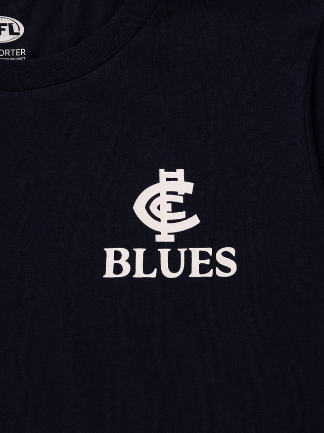 Close-up of the chest print on the S24 Womens Printed Logo Tee.