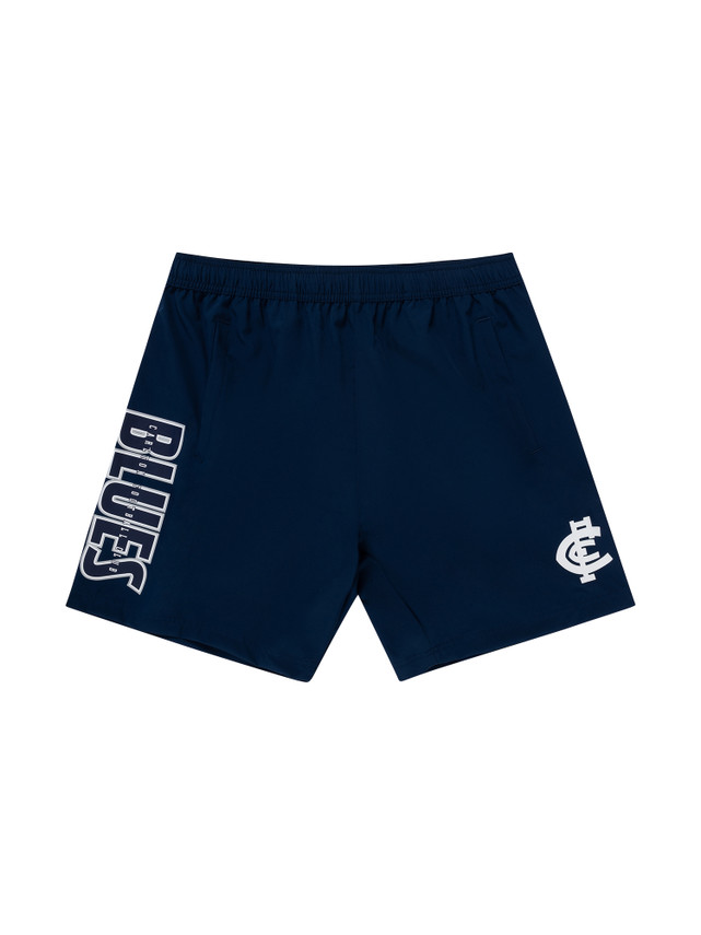 Front view of the Carlton Men's Navy Performance Shorts by NAR.