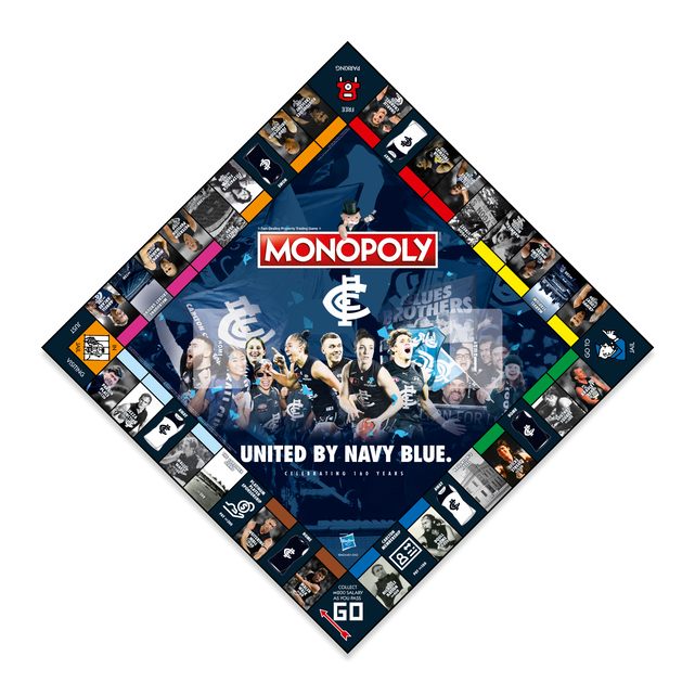 Game board layout for the Carlton Monopoly - 160 Years edition.