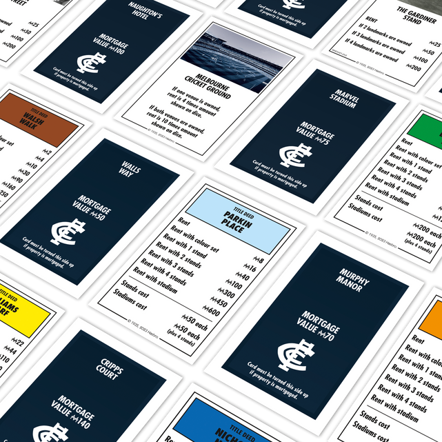 Sample cards (Chance/Community Chest) for the Carlton Monopoly.