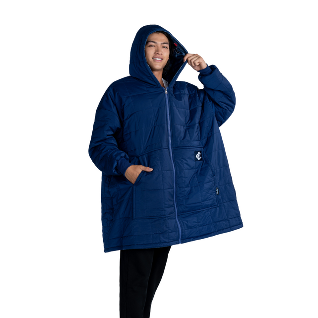 Close-up of the logo on the Carlton Outdoor Jacket Oodie.