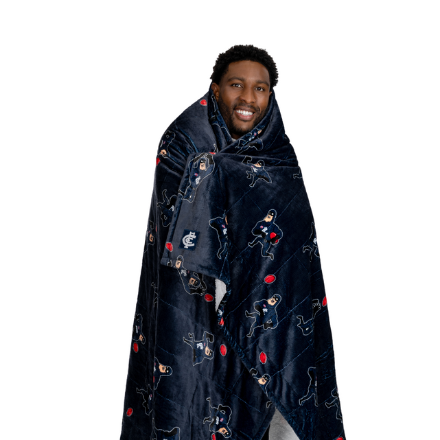 Flat lay of the Carlton Oodie Blanket showing full design.