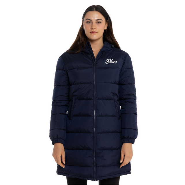 Front view of the W24 Carlton Womens Longline Puffer Jacket by NAR.