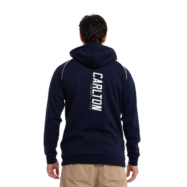 Close-up of the chest logo on the W24 Mens Active Blues Hood.