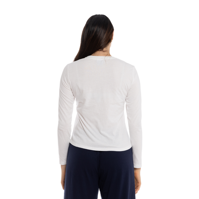 Lifestyle front shot of the W24 Womens Long Sleeve PJ Set.