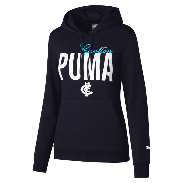 Front view of the Carlton PUMA Women's Navy Hood (Hoodie).