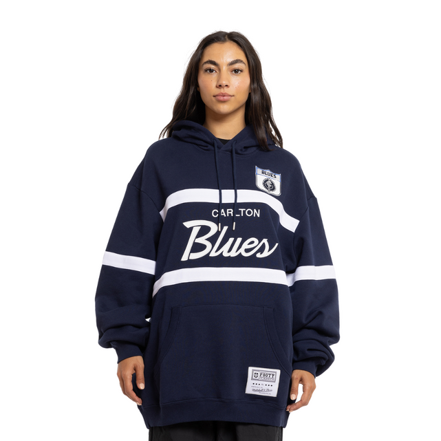 Lifestyle front shot of the Mitchell & Ness Head Coach Hood.