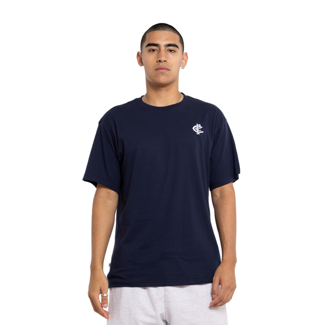 Back view of the Carlton Basic Navy Tee.