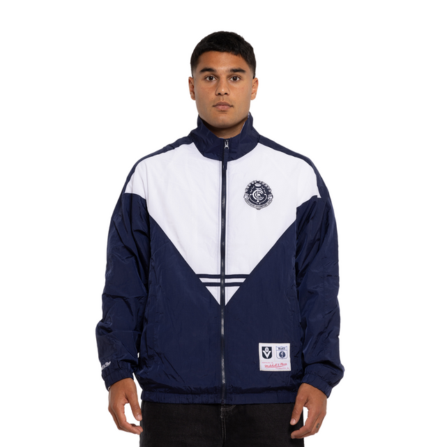 Front view of the Carlton Full Zip Through Spray Jacket by Mitchell & Ness.