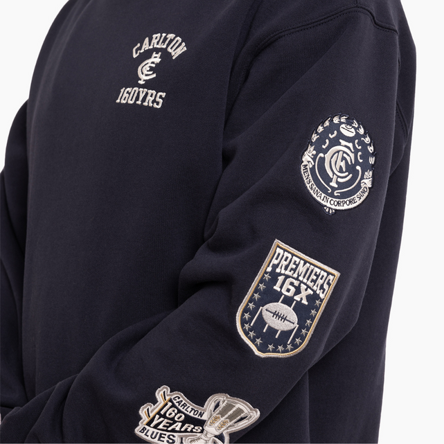 Back view of the Carlton 160 Years Crew sweatshirt.