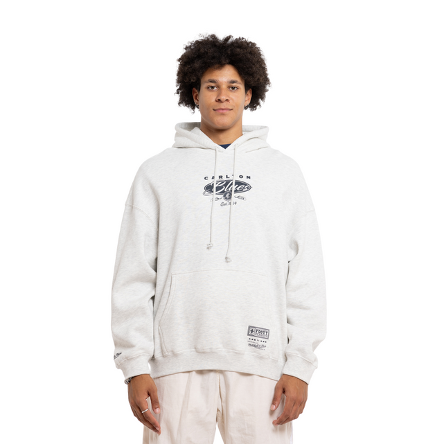 Close-up of the chest graphic on the Carlton Trophy Hoodie.