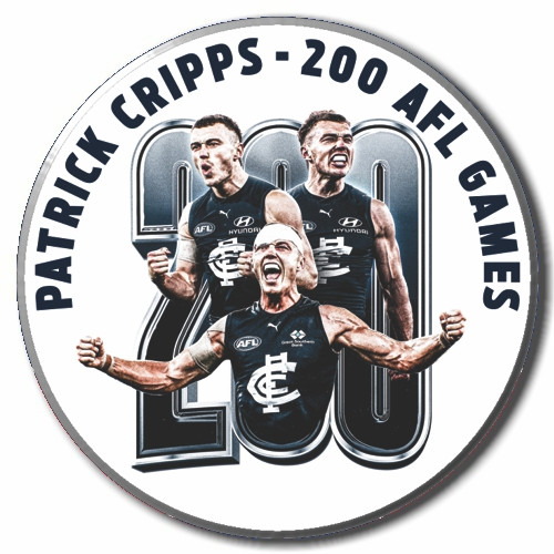 Official Carlton Patrick Cripps 200 Game player badge.