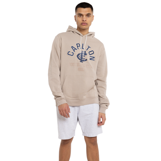 Front view of the sand-coloured Mens Carlton Hunter Hood by NAR.