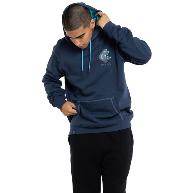 Close-up of the chest embroidery on the Mens Carlton Shadow Hood.