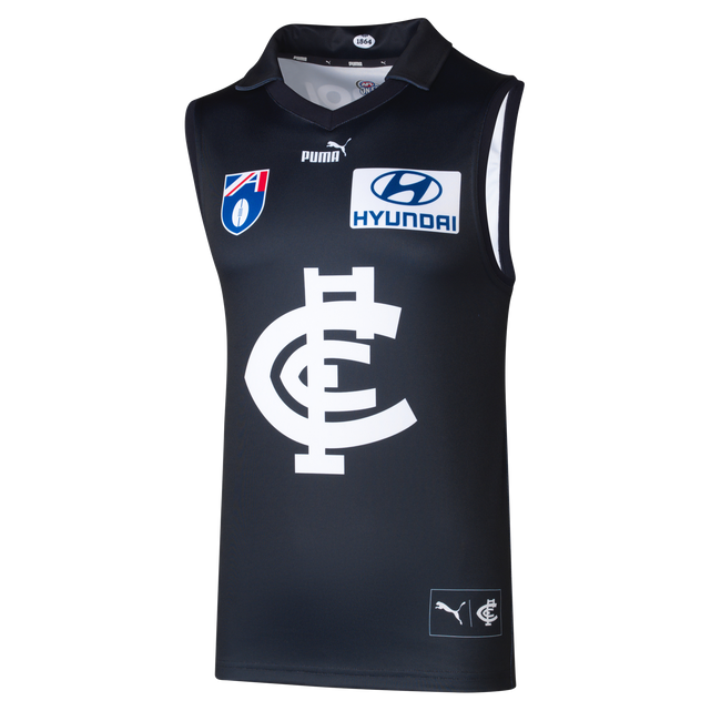 Front view of the 2024 Carlton PUMA Youth Heritage Guernsey.