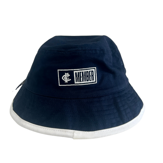 Close-up detail of the 2025 Carlton Member Bucket Hat.