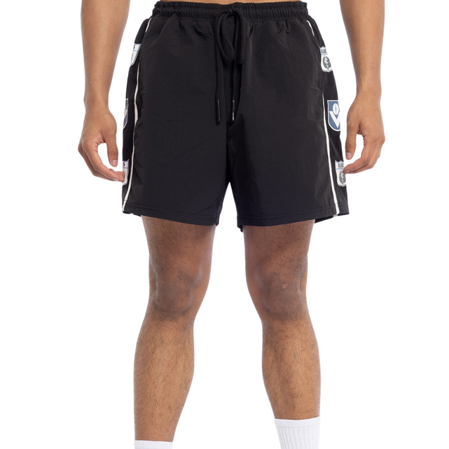 Front view of the Carlton Multi Logo Footy Short by Mitchell & Ness.