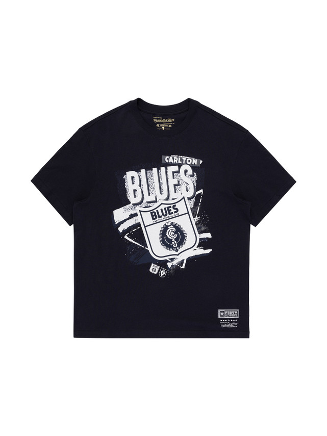 Front view of the Carlton Youth Abstract Logo Tee by Mitchell & Ness.
