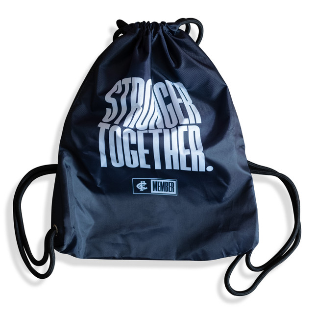 Front view of the 2025 Carlton AFL Member Drawstring Bag.