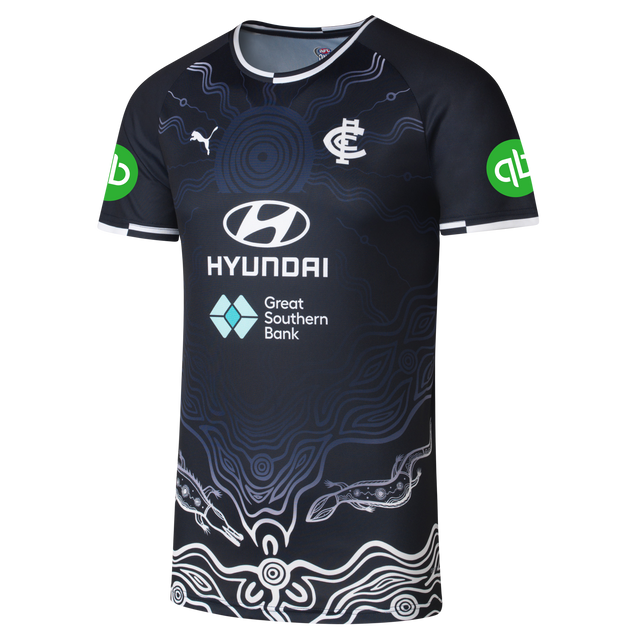 Angled front view of the 2025 PUMA Mens Navy Training Tee.