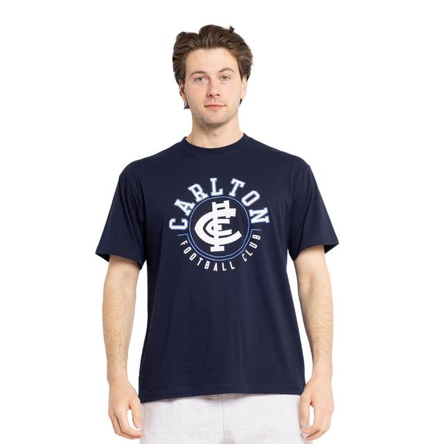 Front view of the Carlton Mens Supporter Tee by NAR.