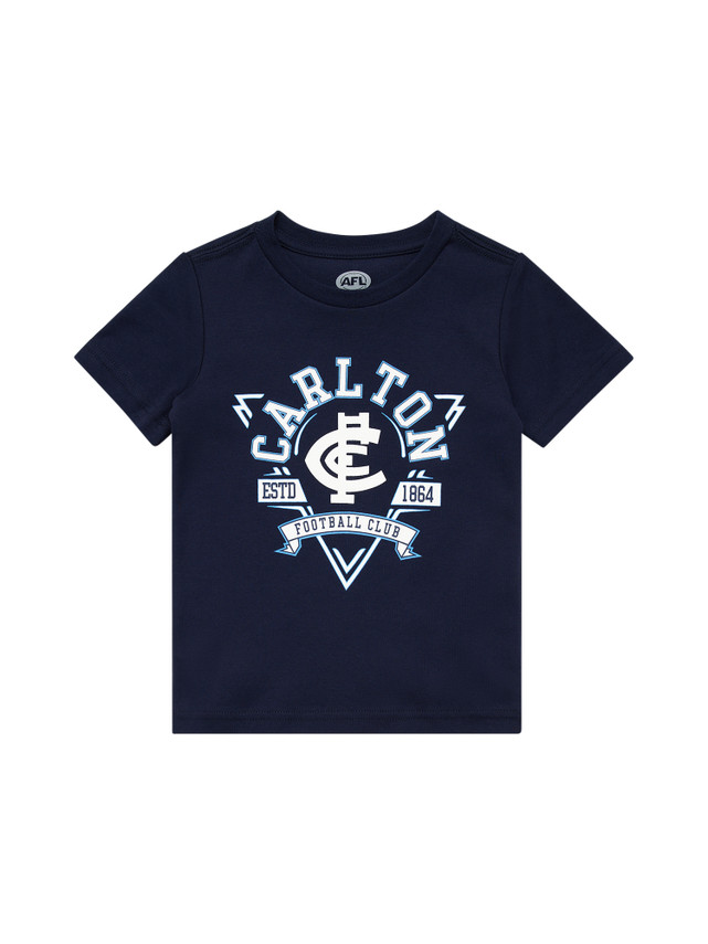 Front view of the Carlton Kids Banner Tee by NAR.