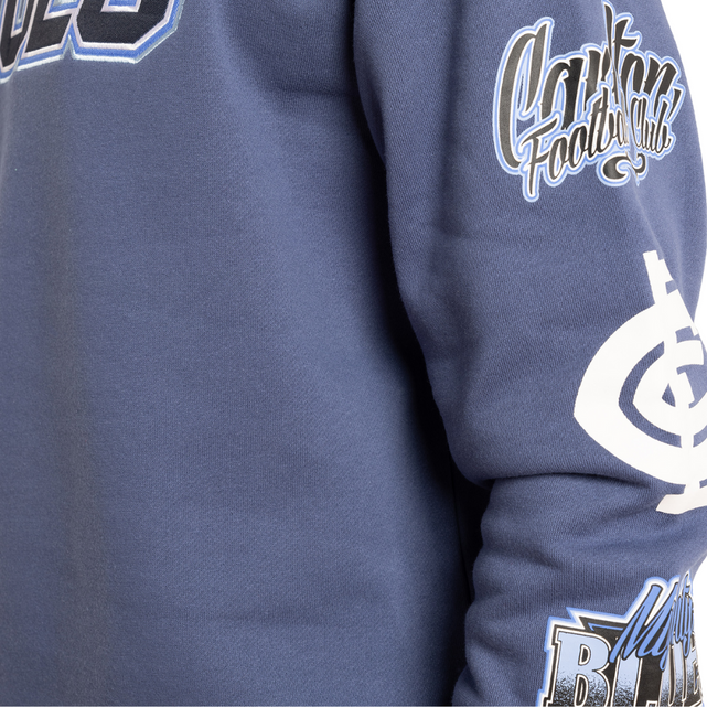 Side view of the Carlton Mens Multi Logo Crew sweatshirt.