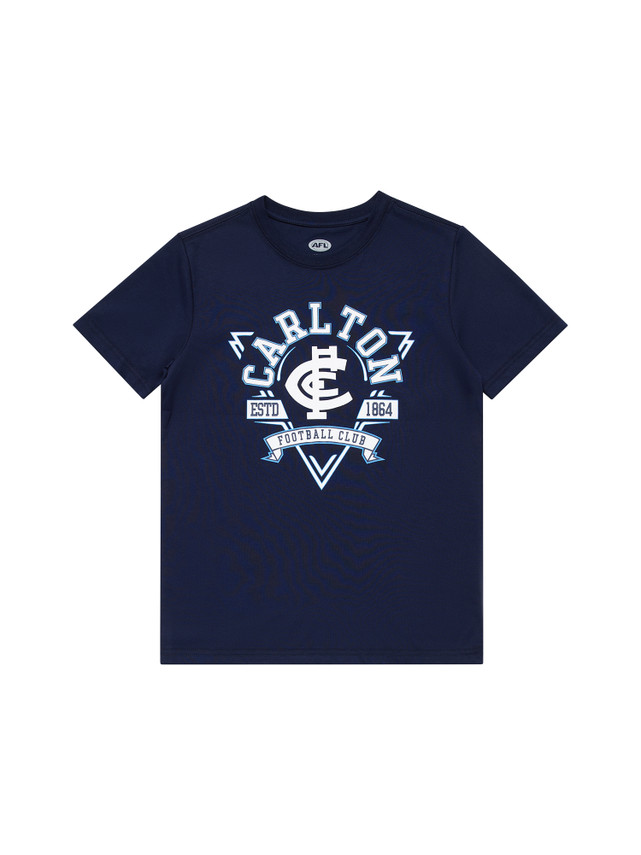 Front view of the Carlton Youth Banner Tee by NAR.