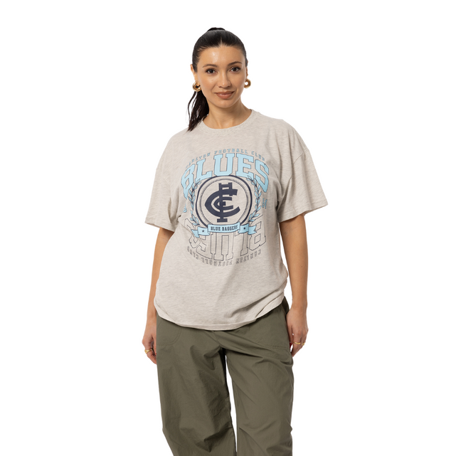 Back view of the Carlton Womens Scroll Oversize Tee.