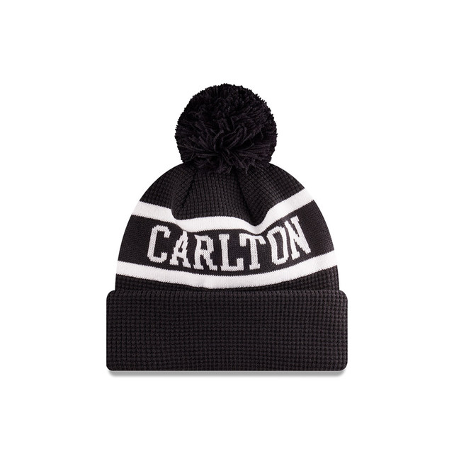Side/Back view of the 2025 Carlton New Era Media Knit beanie.