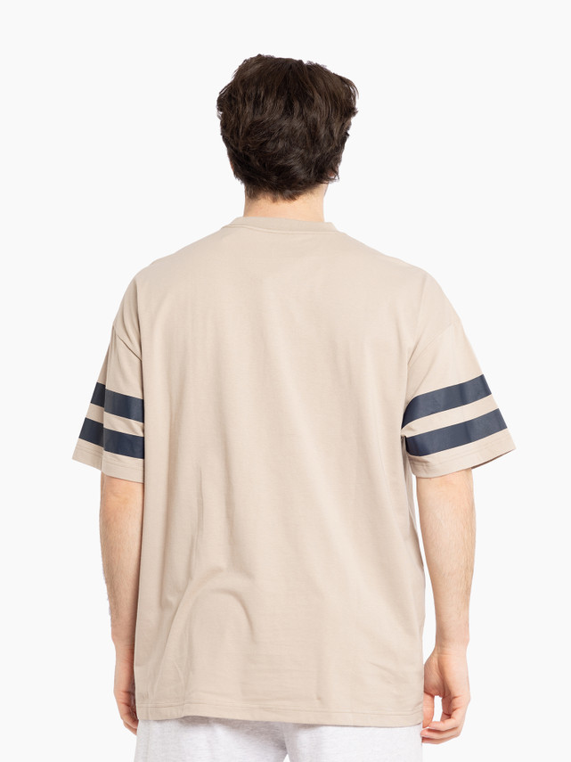 Back view of the Carlton Mens Multi Logo Tee in Stone.