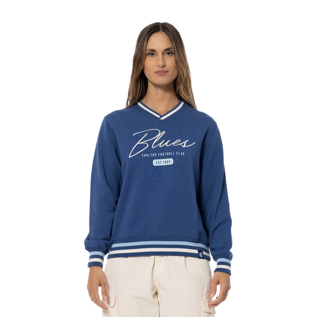 Front view of the 2025 Carlton Womens Stack Crew sweatshirt by NAR.