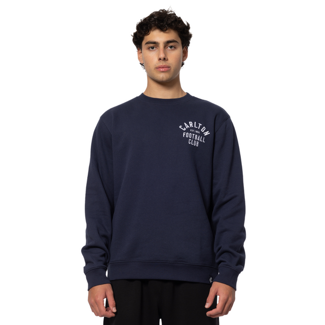 Back view of the 2025 Carlton Men's Lock-Up Crew sweatshirt.