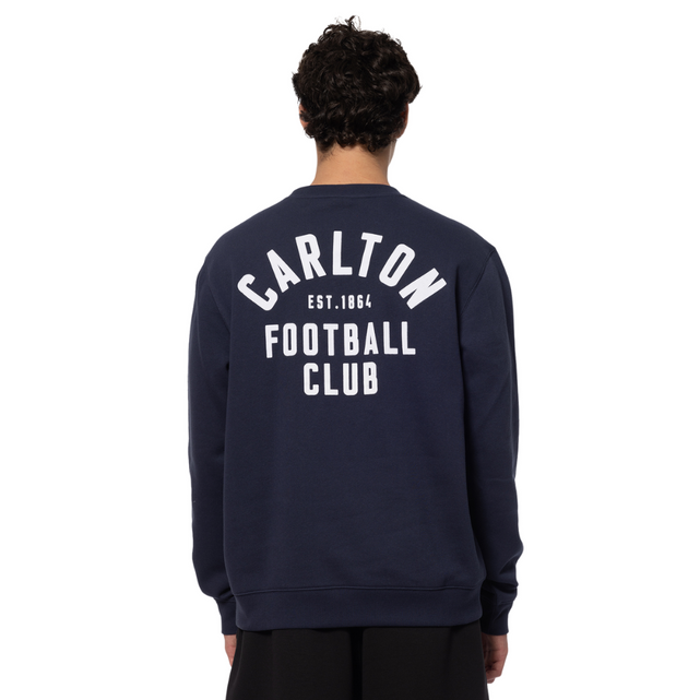 Side view of the 2025 Carlton Men's Lock-Up Crew sweatshirt.