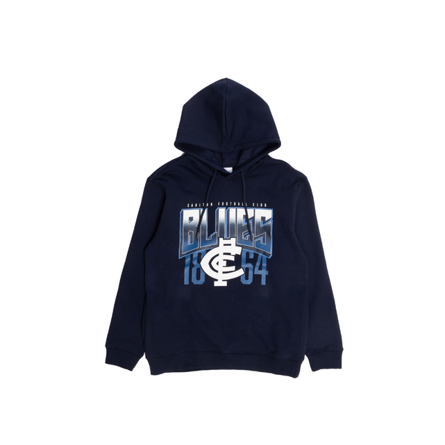 Front view of the 2025 Carlton Youth Supporter Hood (Hoodie) by NAR.
