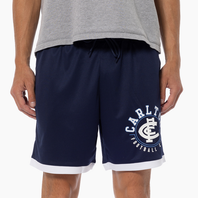 Front view of the Carlton Youth Mesh BBall Shorts by NAR.