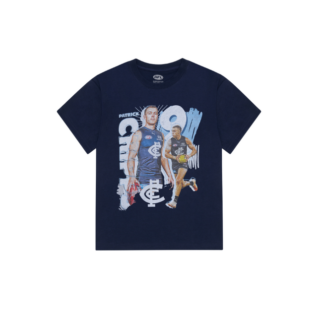 Front view of the 2025 Carlton Youth Landmark Cripps Tee by NAR.