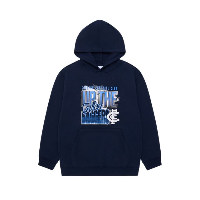Front view of the 2025 Carlton Youth Carn Graphic Hoodie by NAR.