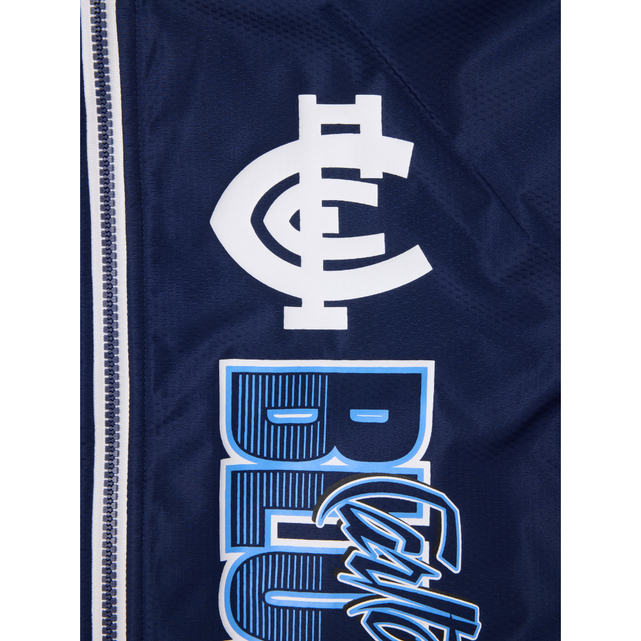 Close-up of the chest logo on the 2025 Youth Supporter Jacket.