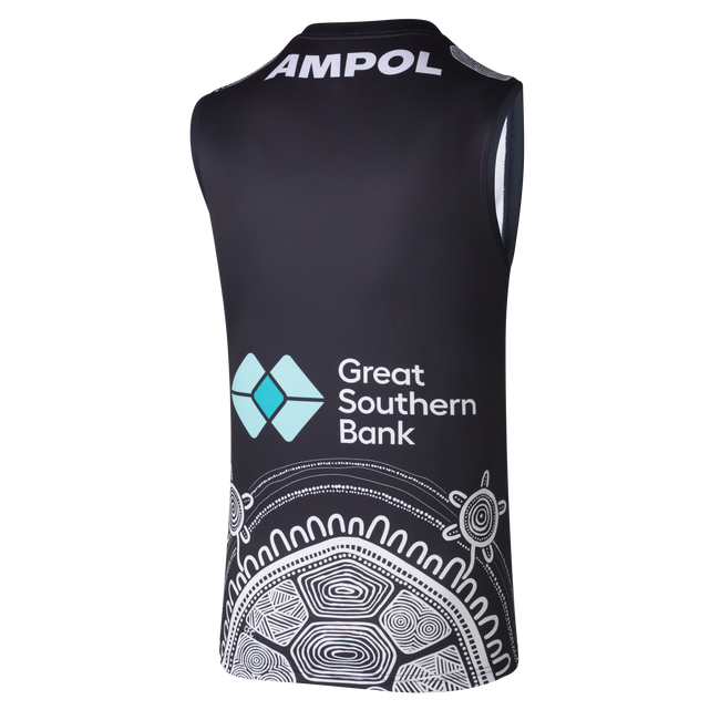 Back view of the 2025 Carlton PUMA Mens Indigenous Guernsey.