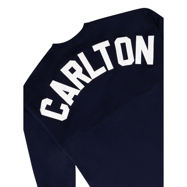 Close-up of the chest logo on the Men's Club Long Sleeve Tee.