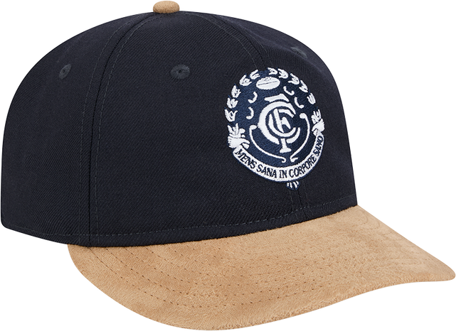 Angled back view of the 2025 Carlton New Era Retro Contrast 9Fifty cap.
