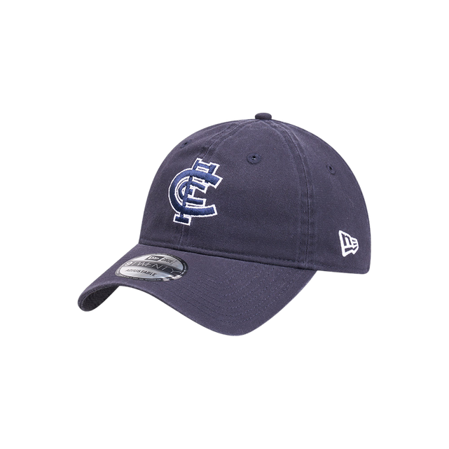 Three-quarter view of the 2025 Carlton New Era Blueout 9Twenty cap.