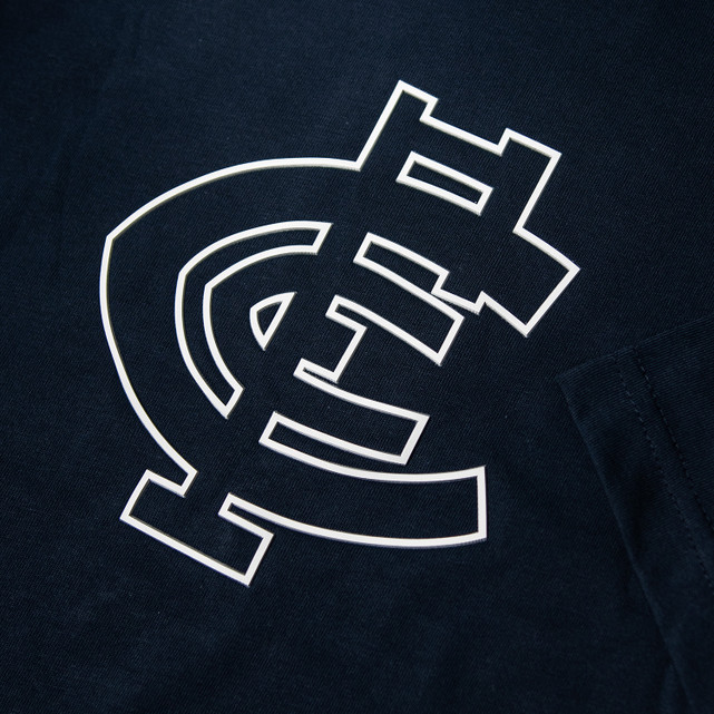 Close-up detail of the Carlton Adult Blueout Tee.